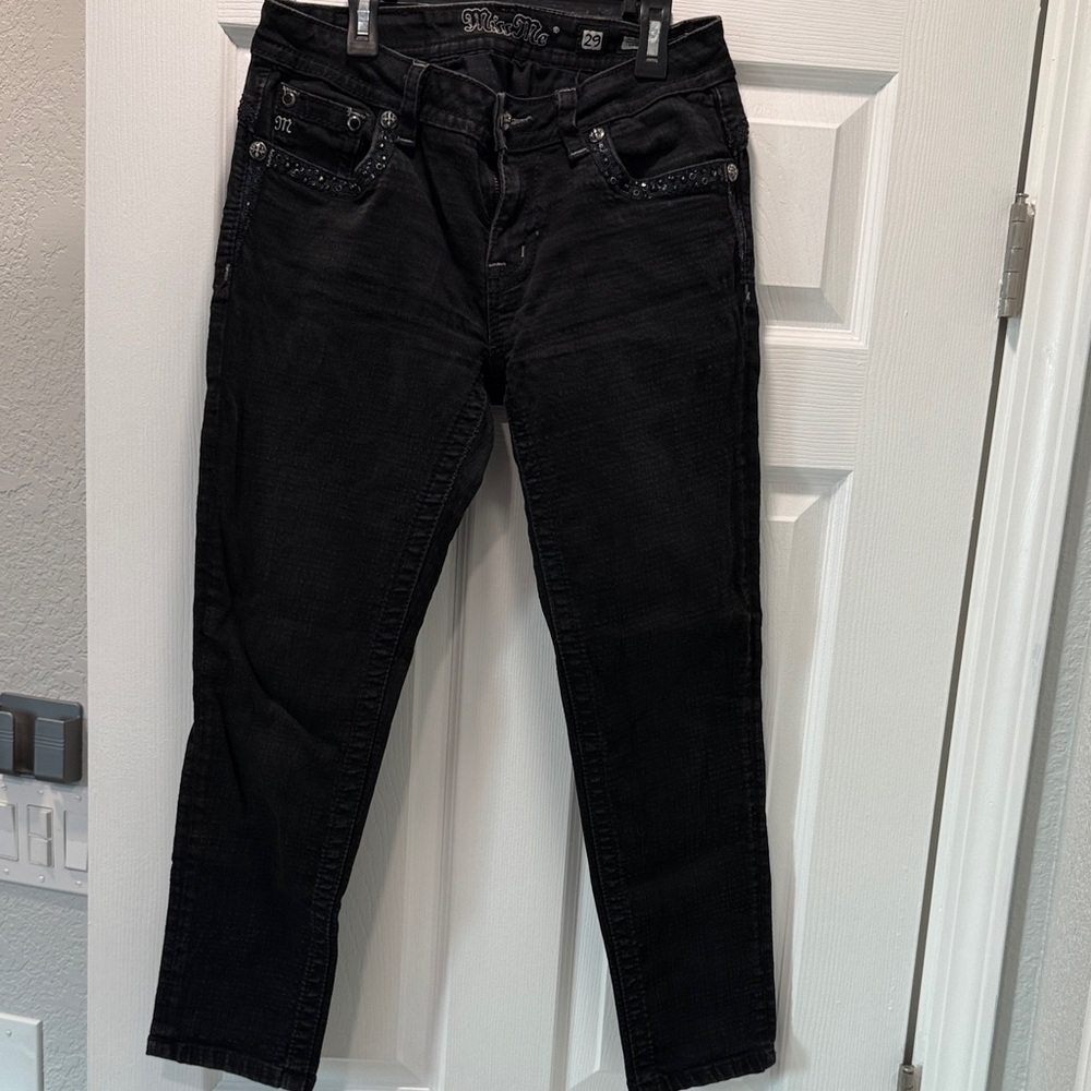 Miss Me black Ankle Jeans with Embellishments